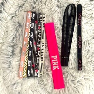 Adidas, Nike, Pink 9 pcs headbands
